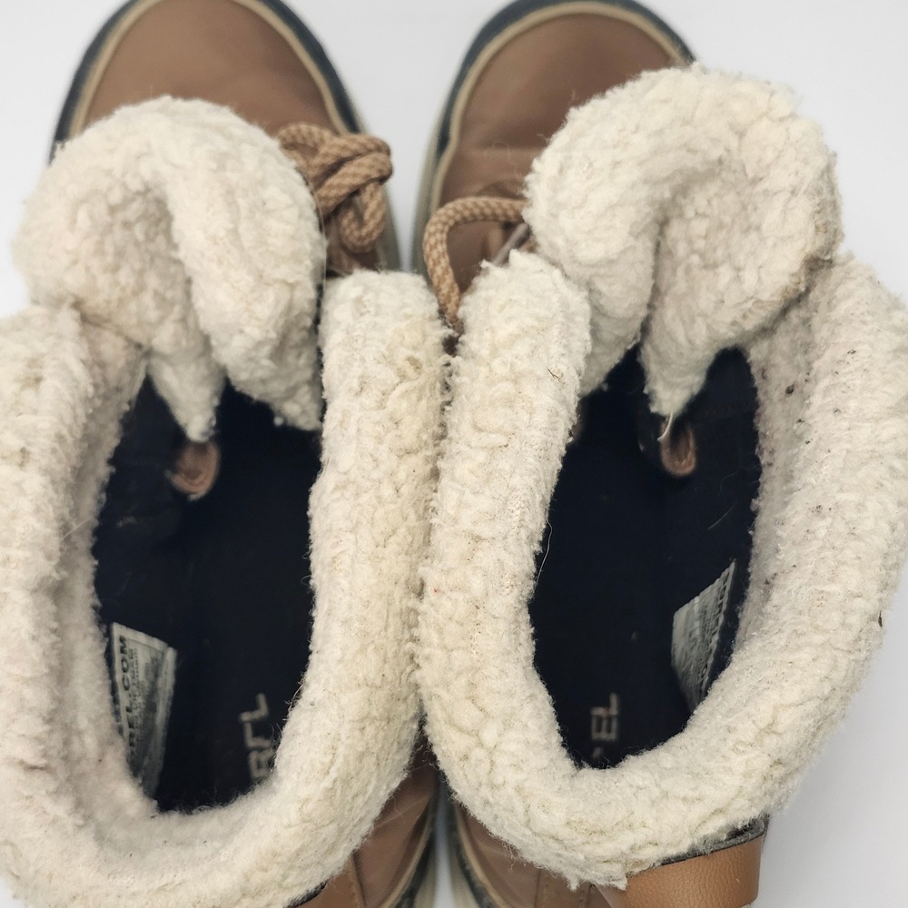 Sorel Explorer Carnival Waterproof Winter Boots Sherpa Tan Womens Size 8.5 - Picture 6 of 10